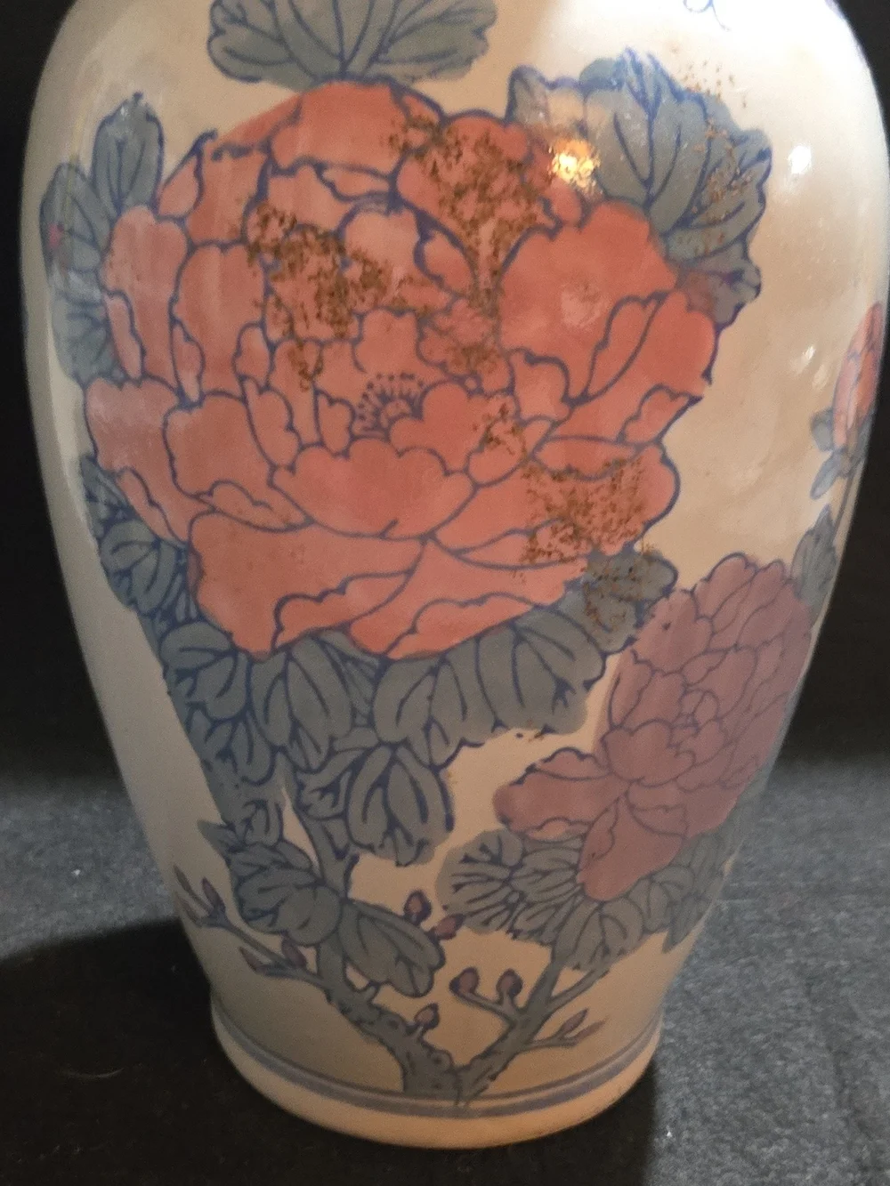 Porcelain Floral Vase in Pink and Blue - Decorative Home Accent